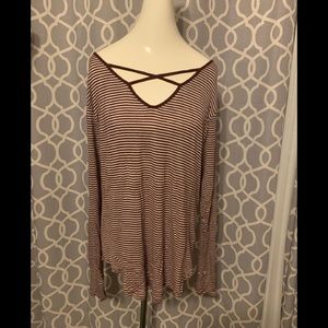 Cris-Cros stripped light weight sweater plus size